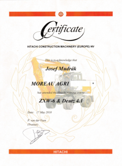 certifikát Moreau agri